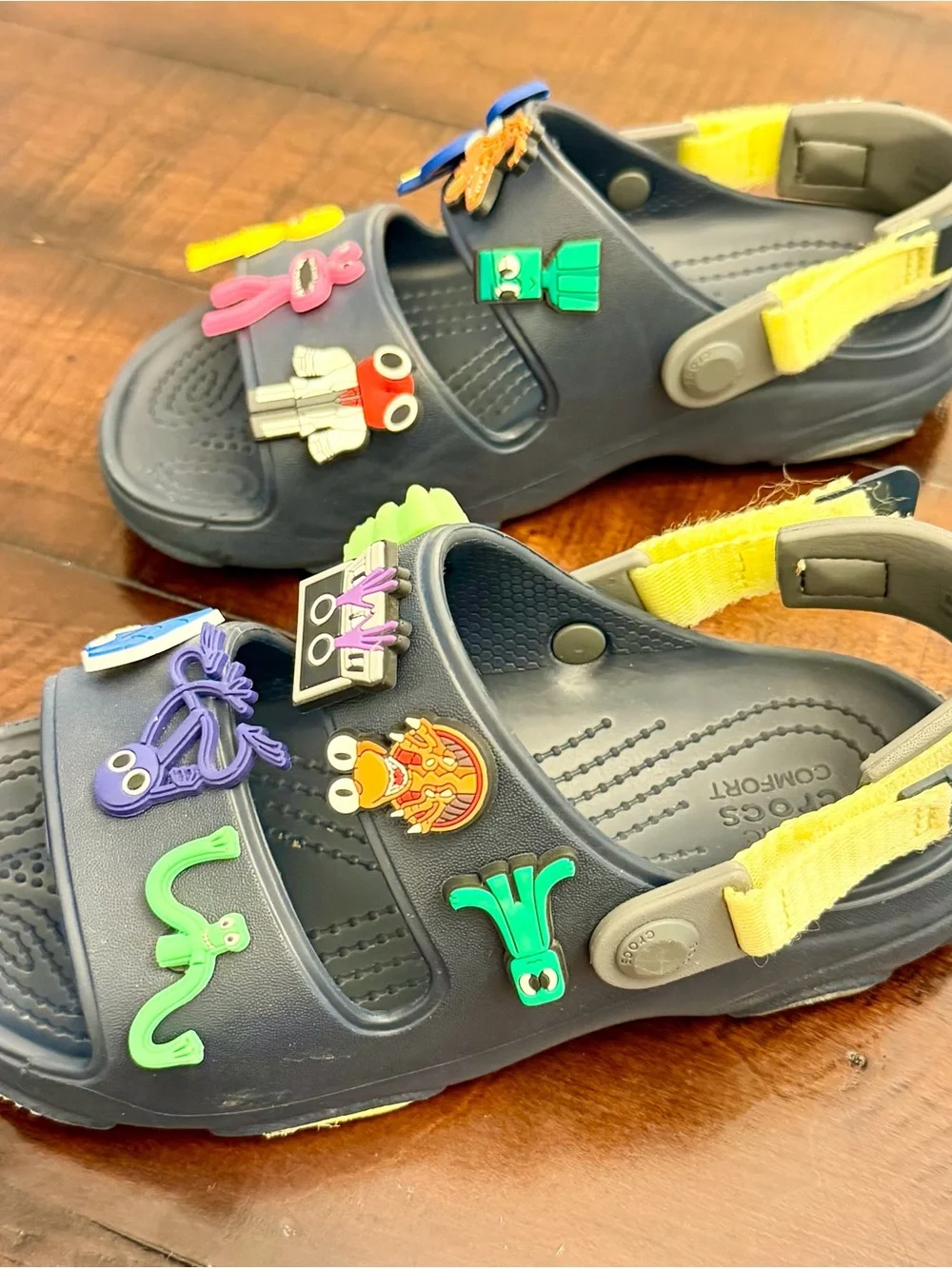 Crocs J3 Kids Classic All-Terrain Sandal Black & 14Charms Adjustable Straps